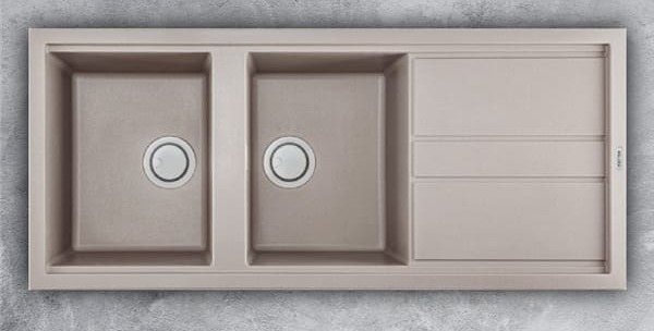 Chậu Rửa Chén Đá 2 hố 1 bàn Malloca NERO K 50043