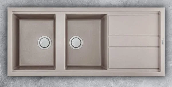 Chậu Rửa Chén Đá 2 hố 1 bàn Malloca NERO K 50043