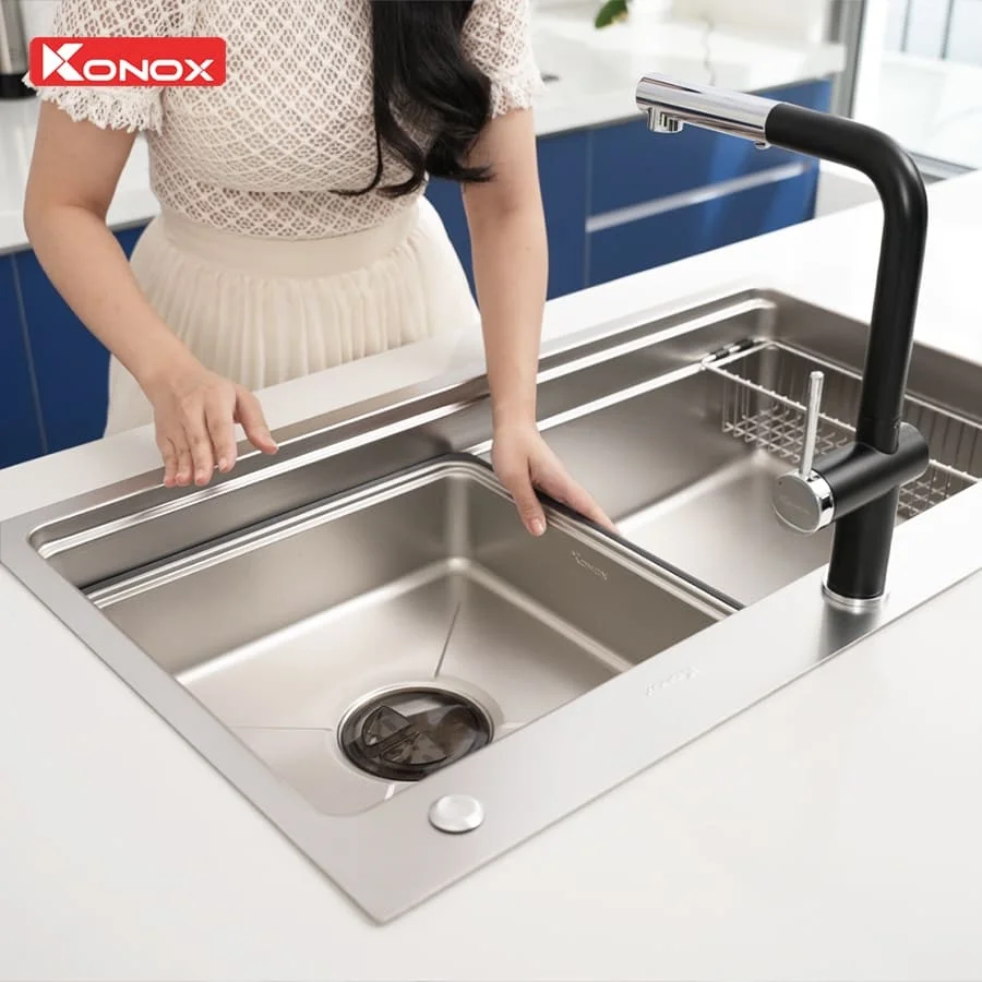 chậu rửa bát bán âm 