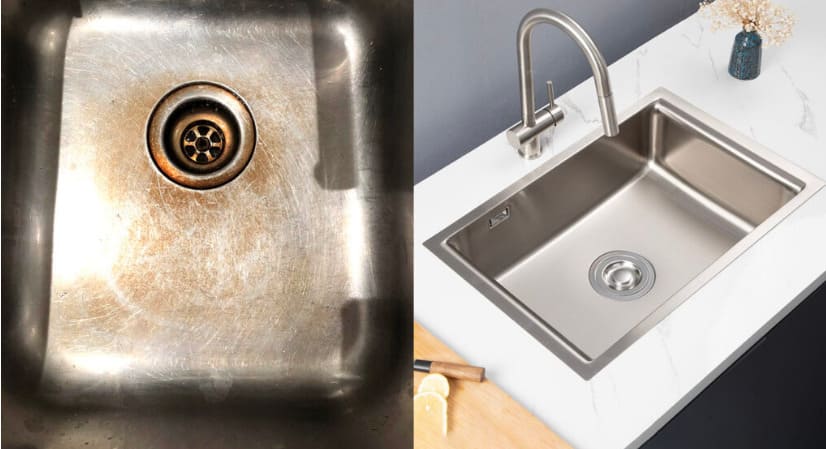 Chậu rửa bát bị xước