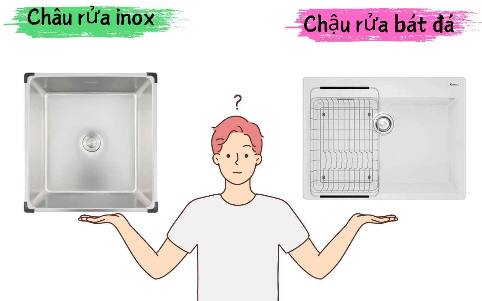 Chậu rửa bát đá và chậu rửa bát inox