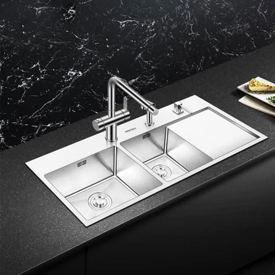 Chậu rửa bát 2 hố 1 bàn Geler GL Eco-10548