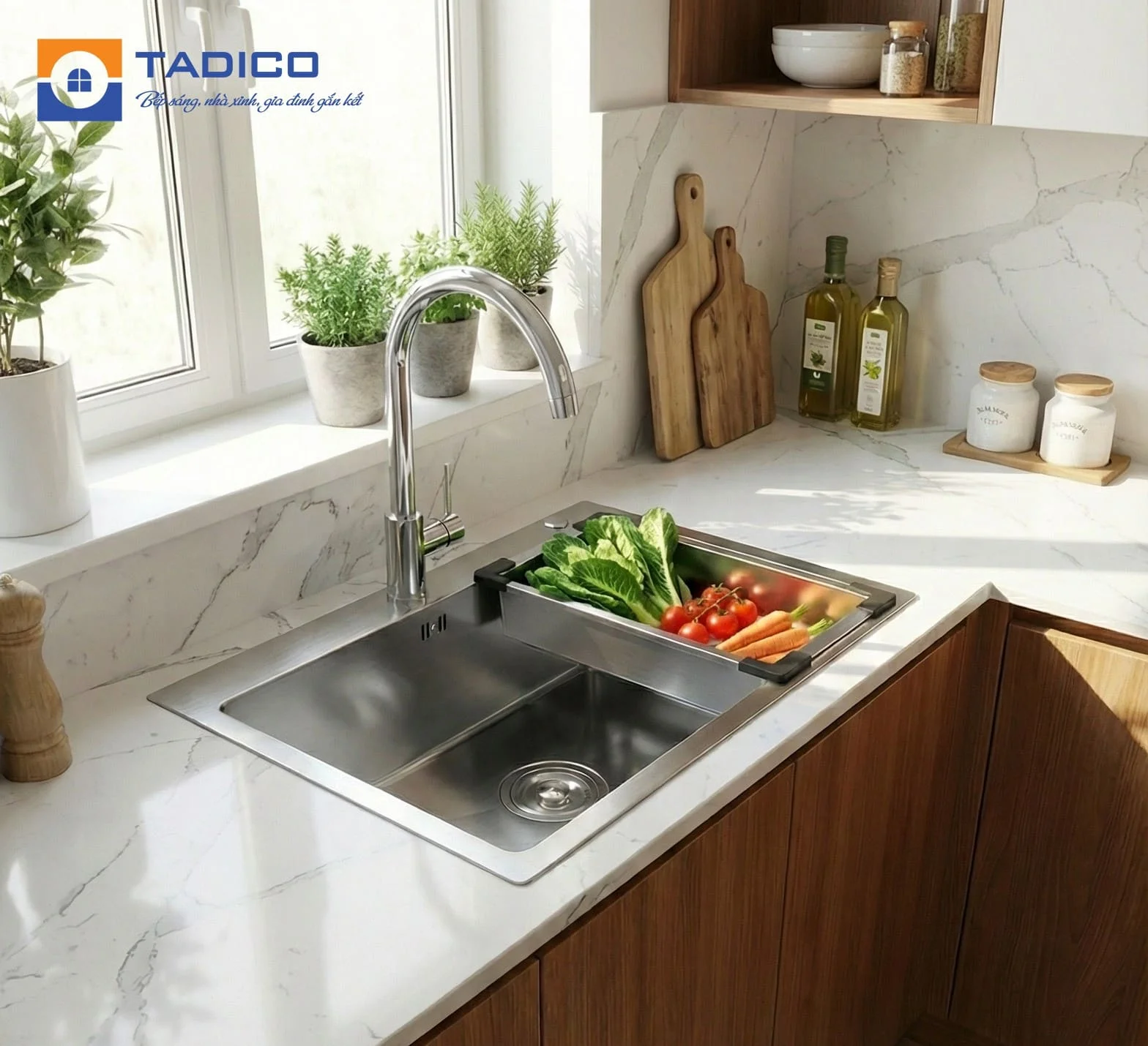 Chậu rửa bát Tadico thiết kế hiện đại, phù hợp mọi không gian