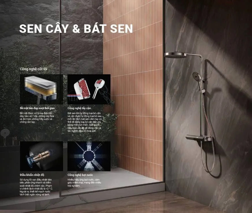 Công nghệ nổi bật sen tắm Jomoo