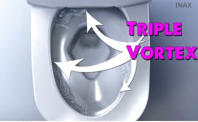 Công nghệ xả Triple Vortex cho bồn cầu inax 