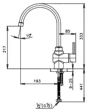 bản vẽ kỹ thuật Vòi rửa bát nóng lạnh COTTO CT289A