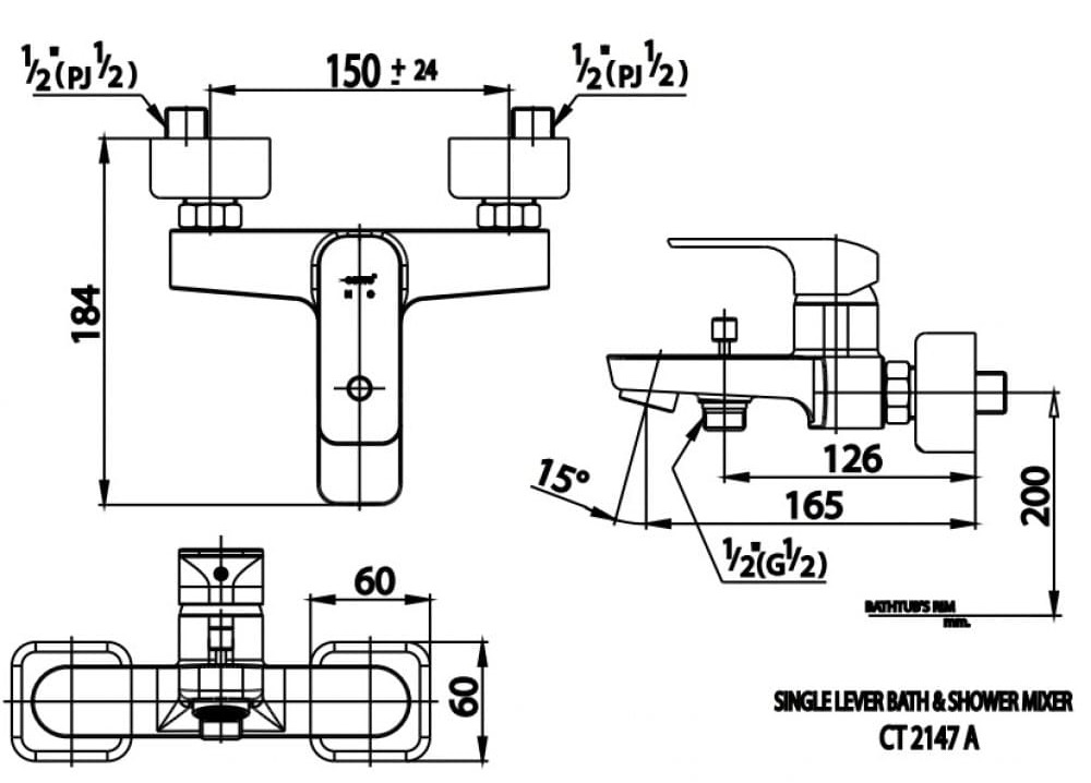 bản vẽ kỹ thuật Vòi Sen Tắm nóng lạnh COTTO CT2147A