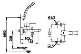 bản vẽ kỹ thuật Vòi Sen Tắm nóng lạnh COTTO CT3001AE Z86