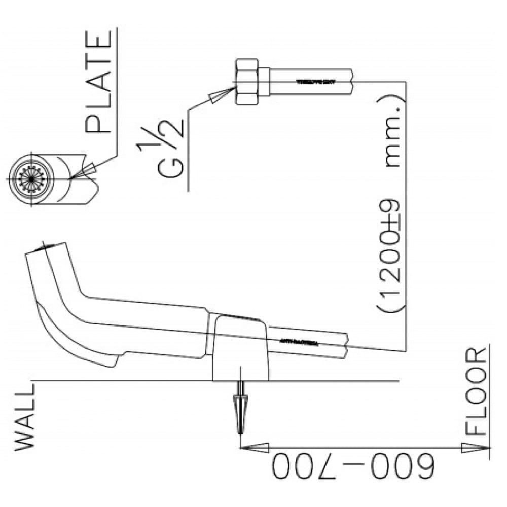 bản vẽ kỹ thuật Vòi xịt vệ sinh nhựa COTTO CT993H#WH