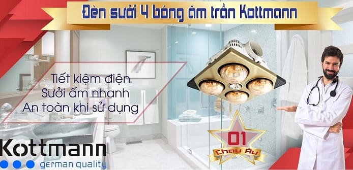 Đèn sưởi nhà tắm kottmann tiết kiệm điện