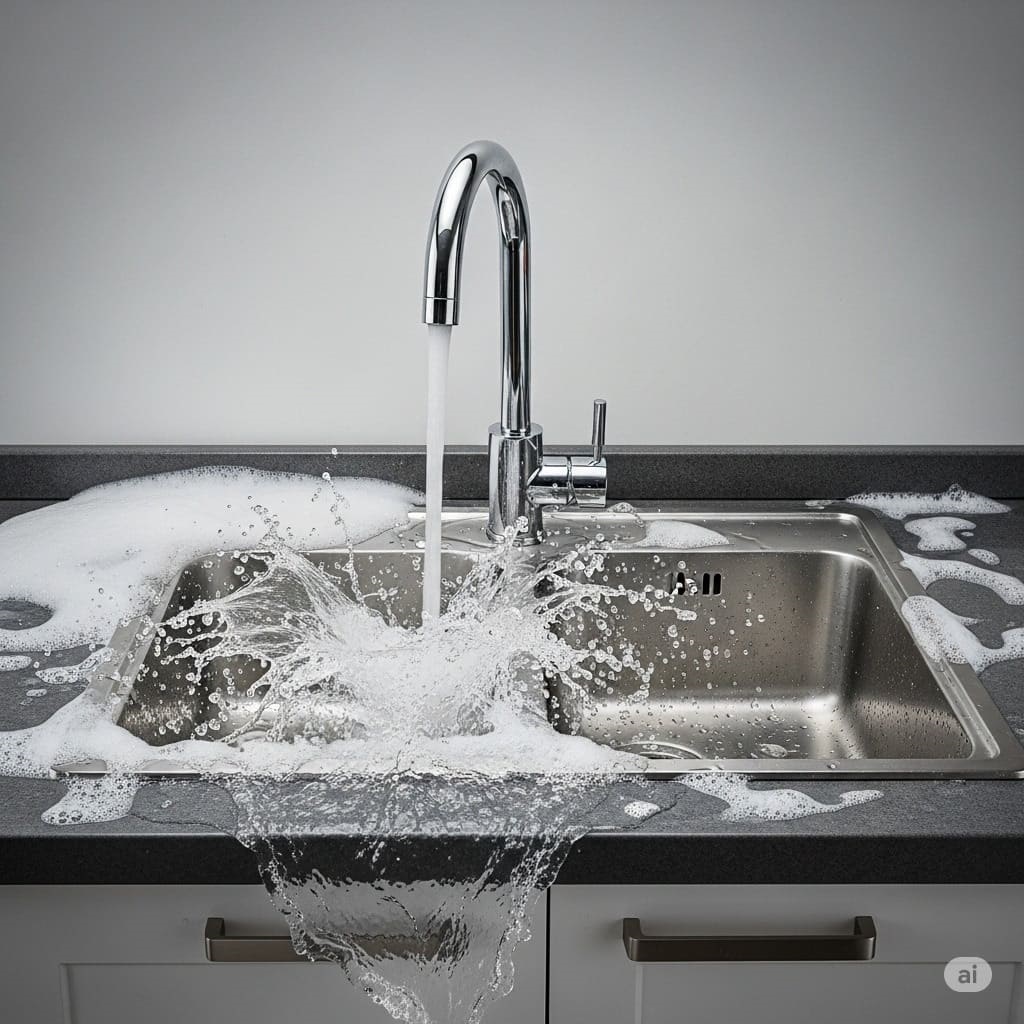 Độ sâu chậu không phù hợp – nước bắn tung tóe