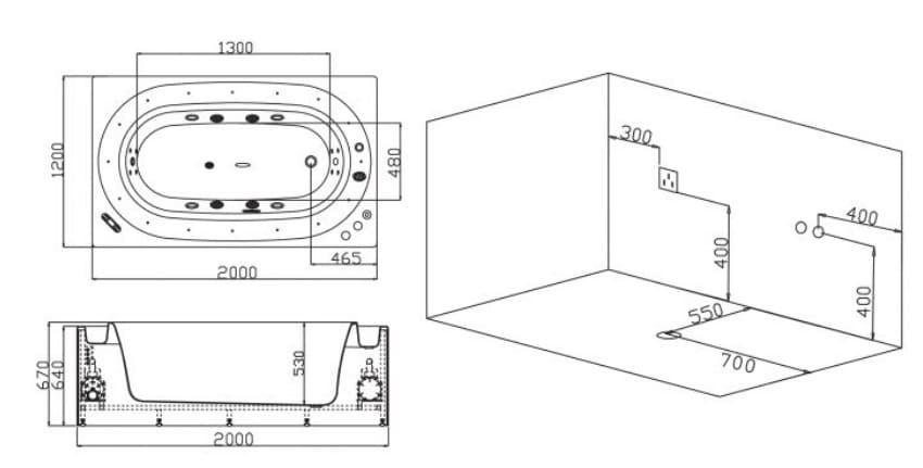 Bảng vẽ kỹ thuật Bồn tắm MASSAGE Euroking EU–1026