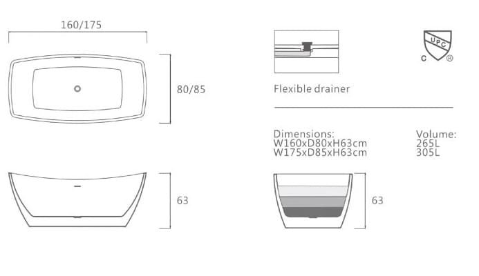 Bảng vẽ kỹ thuật Bồn tắm Euroking EU-6033