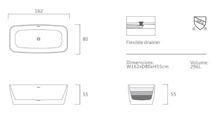 Bảng vẽ kỹ thuật Bồn tắm Euroking EU-6054