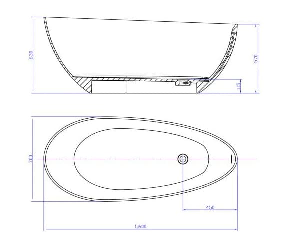 Bảng vẽ kỹ thuật Bồn tắm Euroking EU-65167