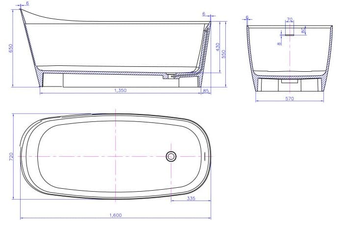 Bảng vẽ kỹ thuật Bồn tắm Euroking EU-65175
