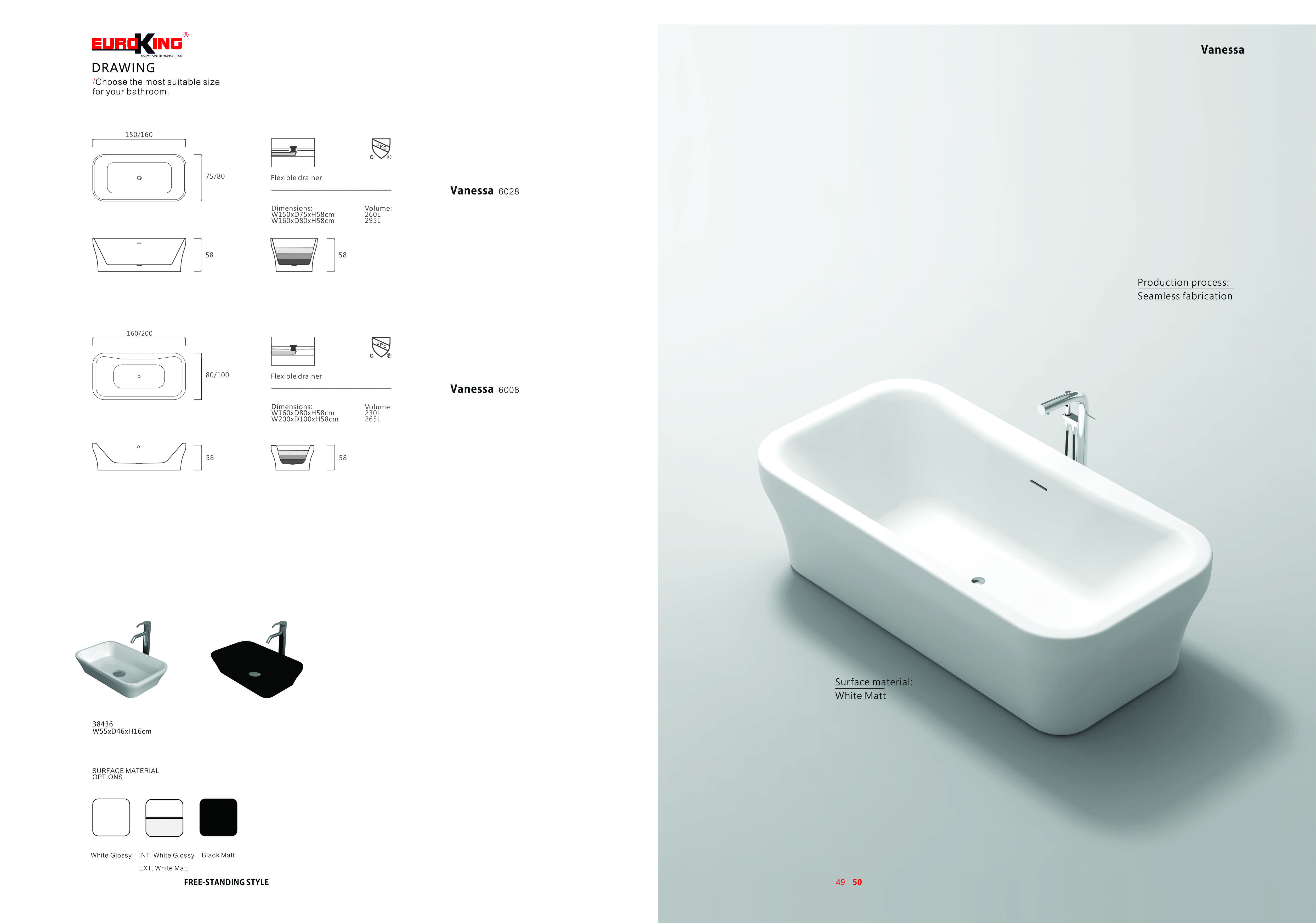 Bảng vẽ kỹ thuật Bồn tắm VANESSA Euroking EU-6028