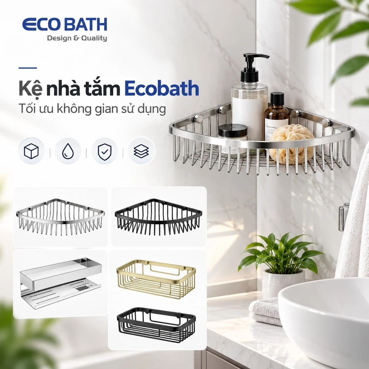 Kệ nhà tắm Ecobath – tối ưu không gian sử dụng