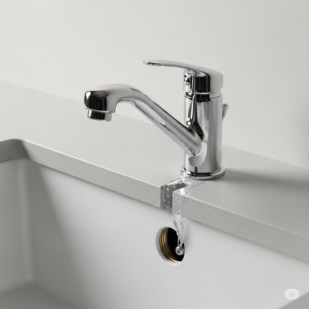 Không đo lỗ khoét đá vòi lắp không chắc chắn