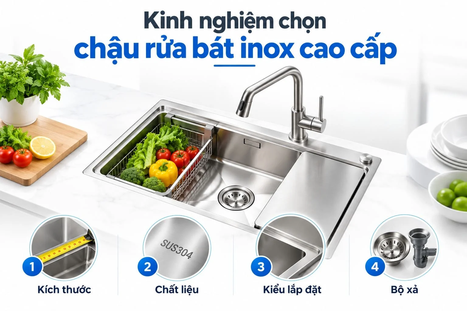 Kinh nghiệm chọn chậu rửa bát inox cao cấp