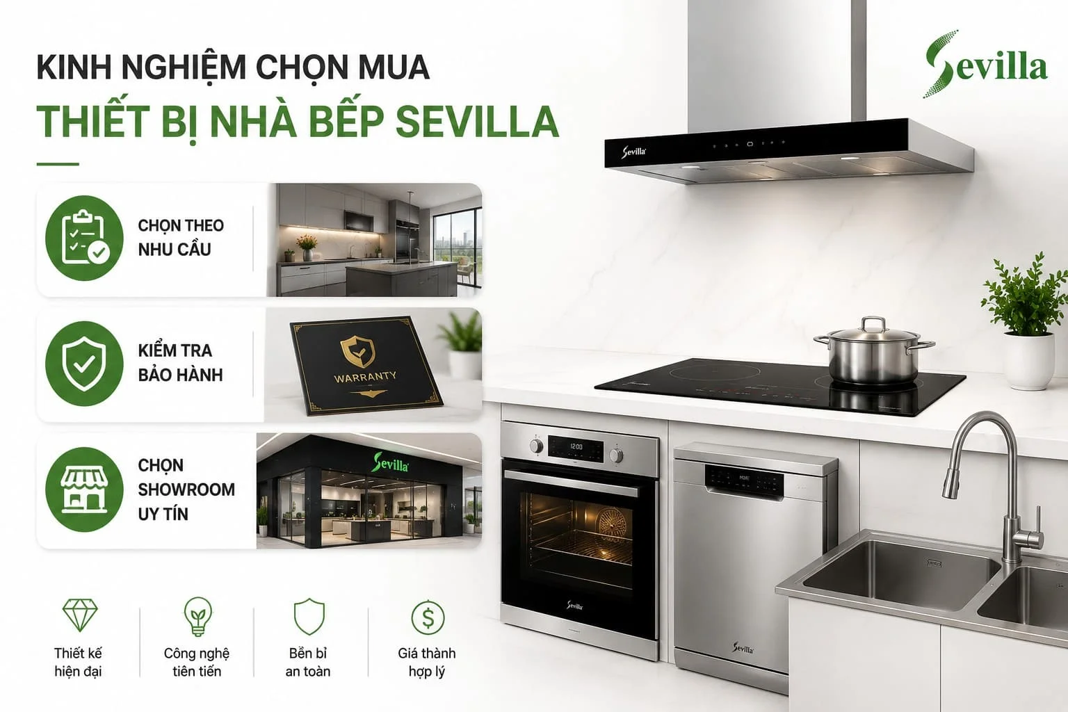 Kinh nghiệm chọn mua thiết bị nhà bếp Sevilla