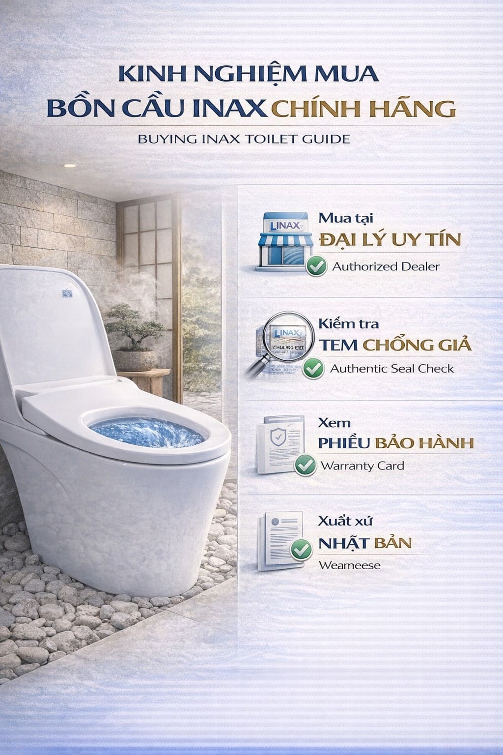 Kinh nghiệm mua bồn cầu Inax chính hãng