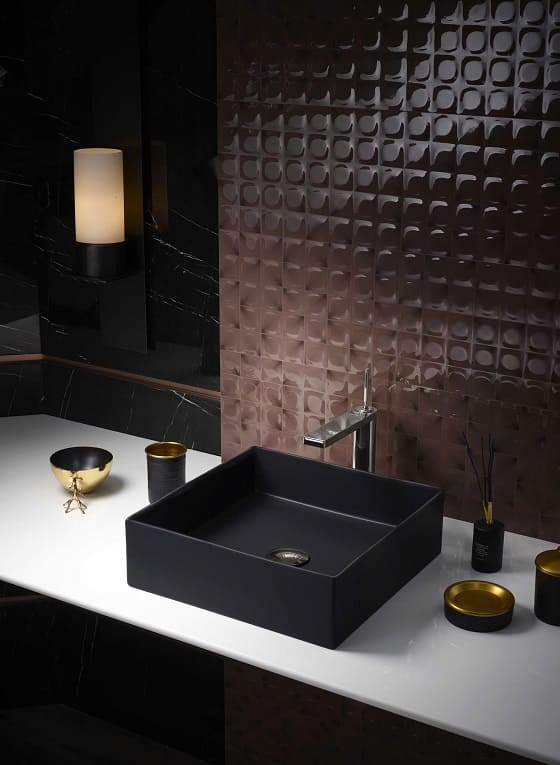 Chậu rửa mặt lavabo đặt bàn vuông thành mỏng màu đen Kohler Mica K-90011T-7