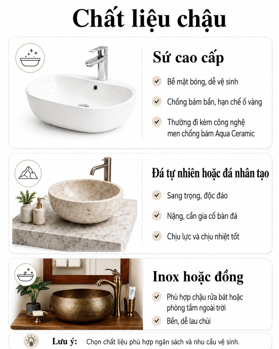Lựa chọn chất liệu chậu