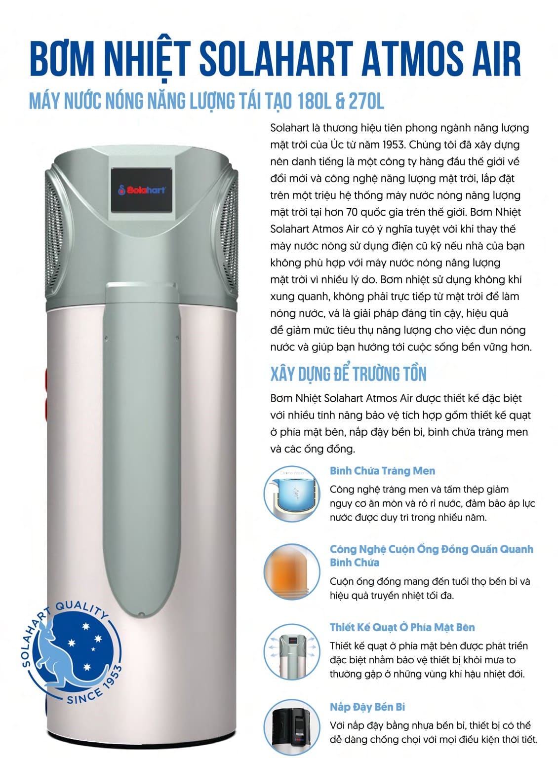 Máy bơm nhiệt Solahart 270l