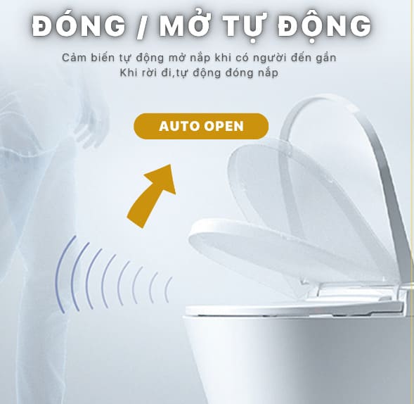 Năp bồn cầu điện tử thông mình đóng mở tự động
