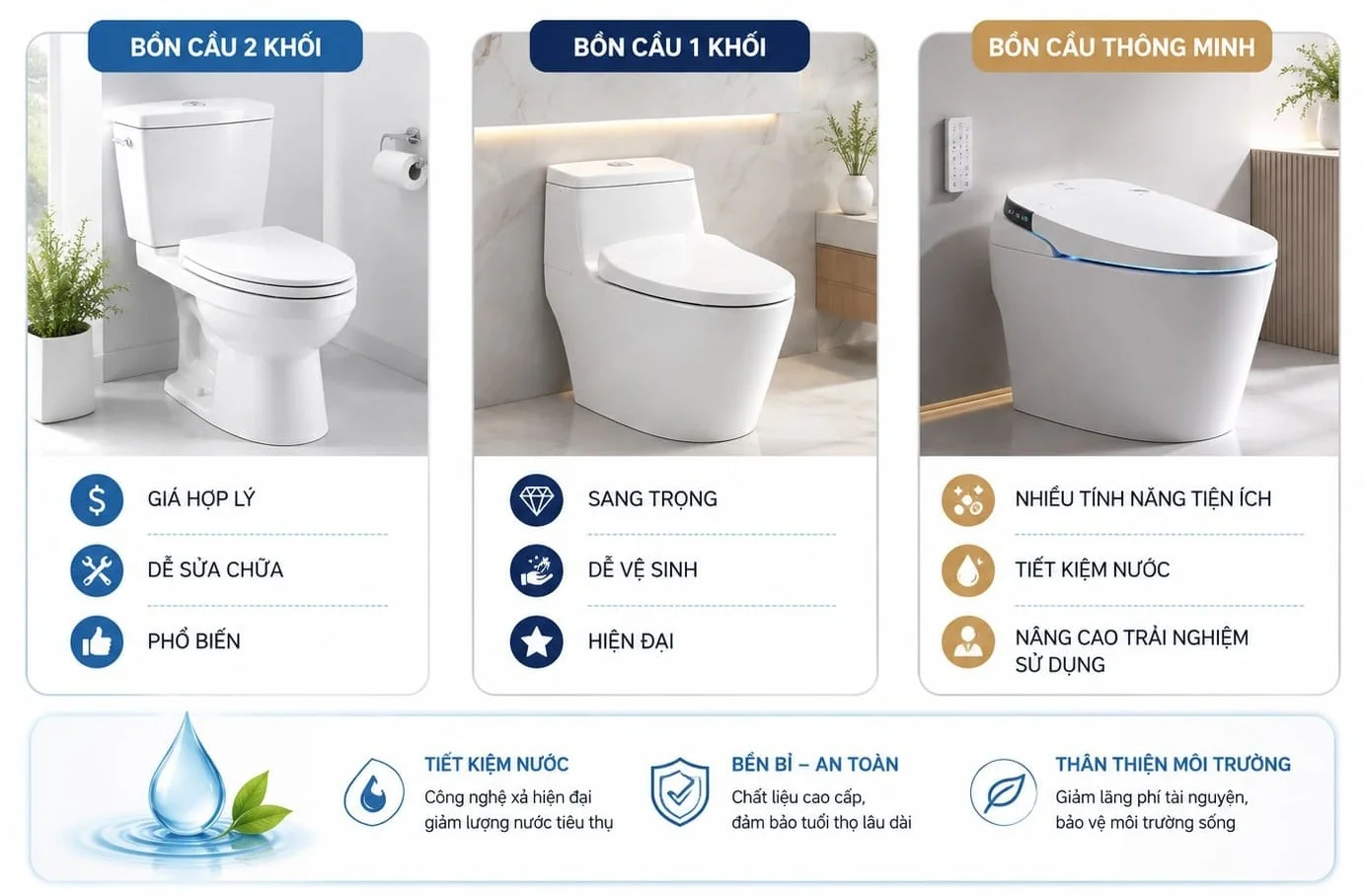 Nên chọn loại bồn cầu nào khi thay mới?