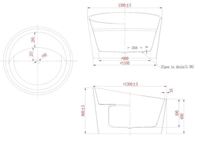 Bảng vẽ kỹ thuật Bồn tắm Nofer NG-02