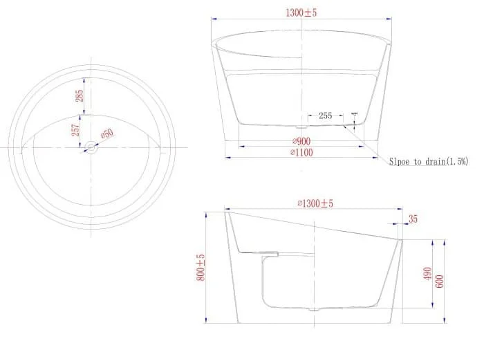 Bảng vẽ kỹ thuật Bồn tắm Nofer NG-02