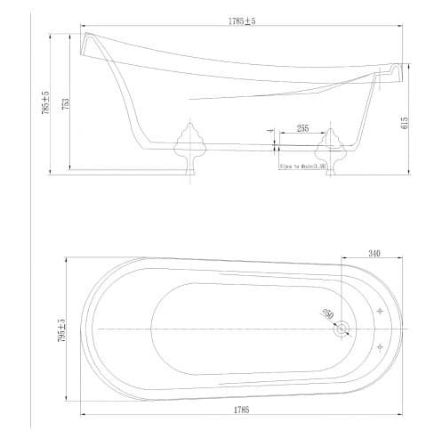 Bảng vẽ kỹ thuật Bồn tắm Nofer NG-1718