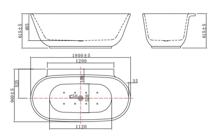 Bảng vẽ kỹ thuật Bồn tắm Nofer NG-1839 PLUS