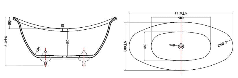 Bảng vẽ kỹ thuật Bồn tắm Nofer NG-1896S