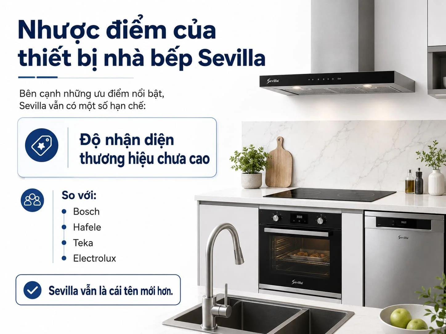 Nhược điểm của thiết bị nhà bếp Sevilla