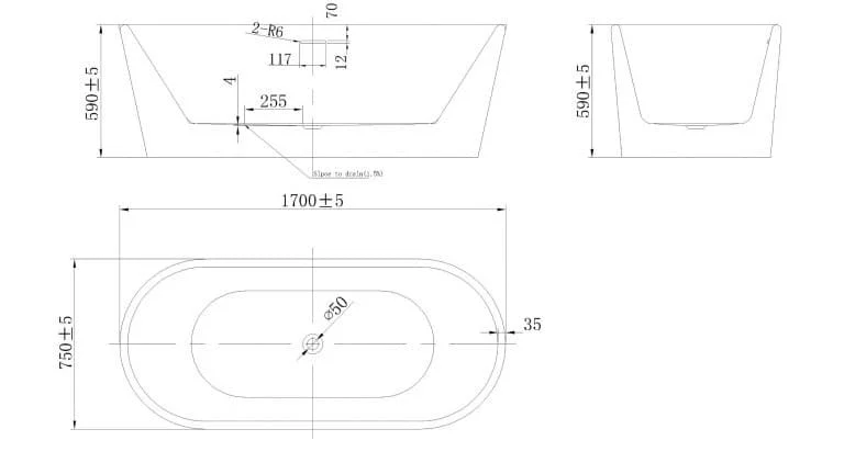 Bảng vẽ kỹ thuật Bồn tắm Nofer NG-1981 with shelf