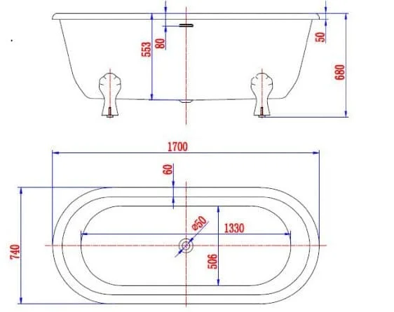 Bảng vẽ kỹ thuật Bồn tắm ngọc trai Nofer NG-1716P