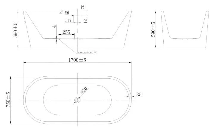 Bảng vẽ kỹ thuật Bồn tắm Nofer NG-1891