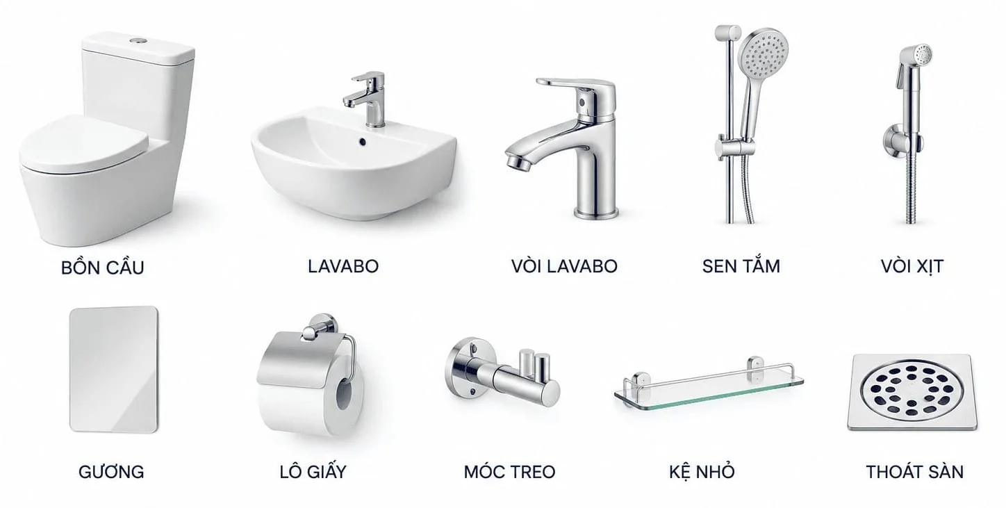 Phòng vệ sinh cơ bản cần tối thiểu những gì?