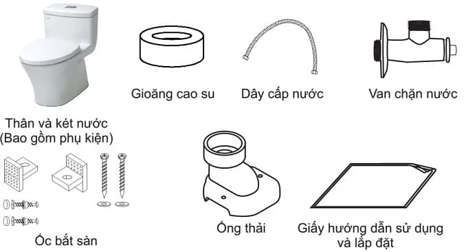 Phụ kiện đi kèm bệt 1 khối inax