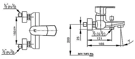 bản vẽ kỹ thuật Vòi Sen Tắm nóng lạnh COTTO CT2052A