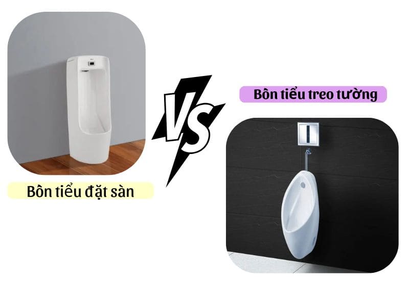 So sánh bồn tiểu nam đặt sàn và treo tường
