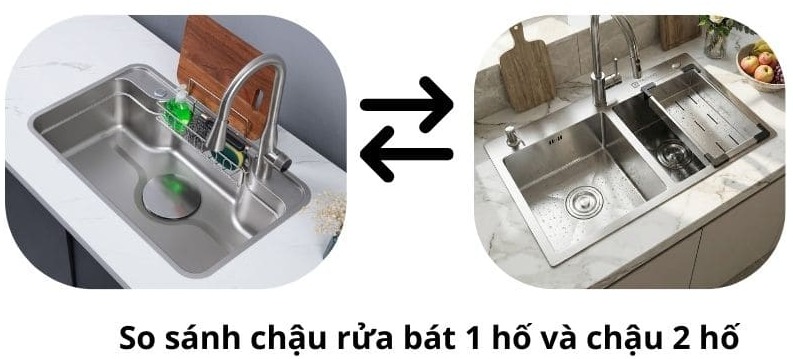 So sánh chậu rửa bát 1 hố và chậu rửa bát 2 hố
