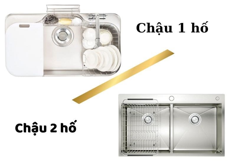 So sánh chi tiết: chậu rửa bát 1 hố và 2 hố
