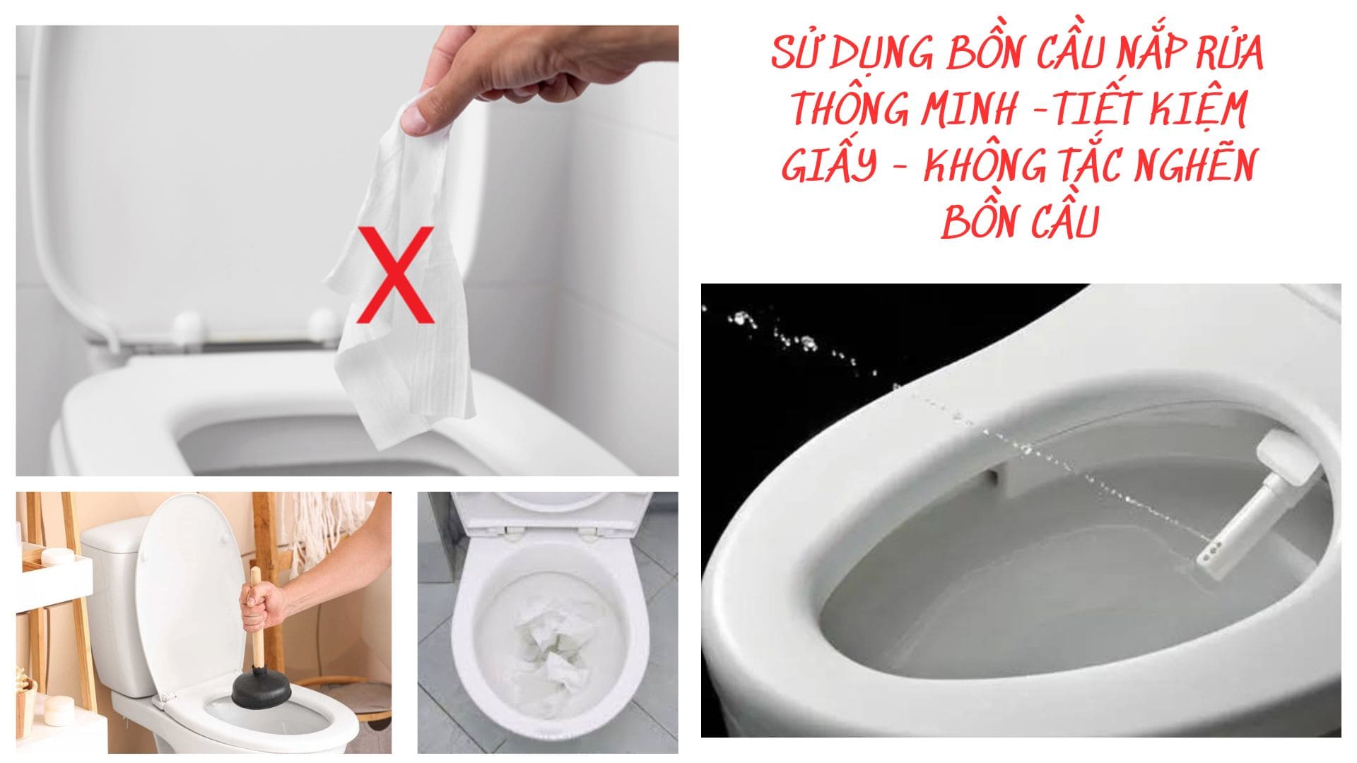 sử dụng bồn cầu thông minh không gây tắc nghẽn bồn cầu