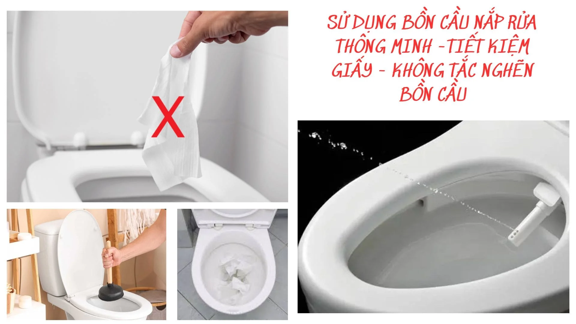 sử dụng bồn cầu thông minh không gây tắc nghẽn bồn cầu
