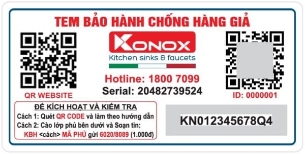 Tem bảo hành chính hãng Konox