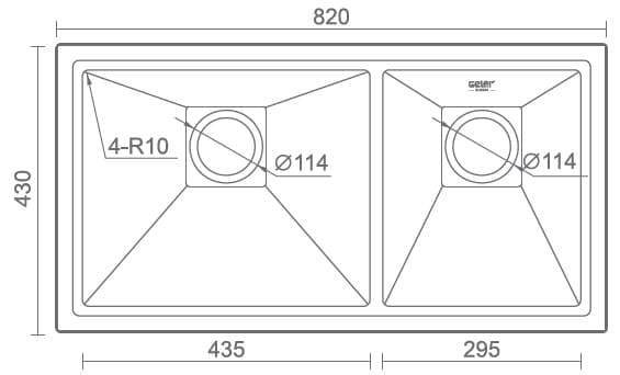 Bản vẽ kỹ thuật Chậu rửa bát 1 hố Geler GL-8243Y